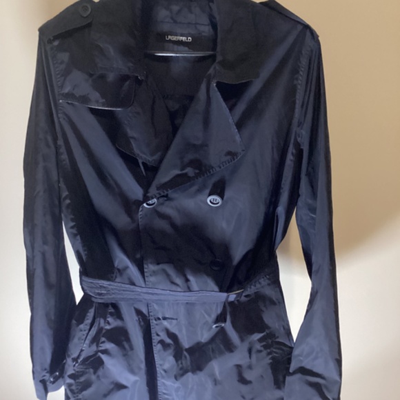 Karl Lagerfeld Navy Blue Men’s Trench Coat European M - Picture 2 of 16